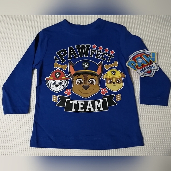 🔥SALE🔥 Paw Patrol Chase Marshall Rubble Boy's Long Sleeved T-shirt NWT Size 2T - Picture 1 of 4